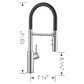 BLANCO Catris Flexo Semi-Pro Pull-Down Dual-Spray Kitchen Faucet with flexible hose and dimensions shown