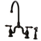 Kingston KS7793BALBS Heirloom Bridge Kitchen Faucet with Brass Sprayer, Antique Brass in oil rubbed bronze finish