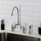Kingston KS7798PXBS English Country Bridge Kitchen Faucet with Brass Sprayer, Brushed Nickel