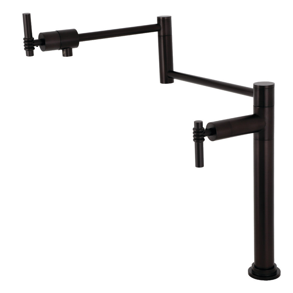 Kingston Brass KS4703ML Milano Deck Mount Pot Filler Faucet, Antique Brass in oil rubbed bronze finish