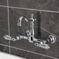 Kingston KS2443WLL Willshire Two-Handle Wall Mount Bridge Kitchen Faucet, Antique Brass with chrome finish