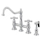 Kingston KS3277AXBS Restoration Bridge Kitchen Faucet with Brass Sprayer, Brushed Brass