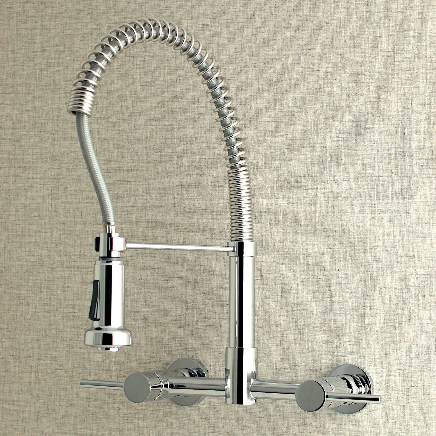 Gourmetier GS8187DL Concord Double-Handle Wall-Mount Pre-Rinse Bridge Kitchen Faucet, Brushed Brass
