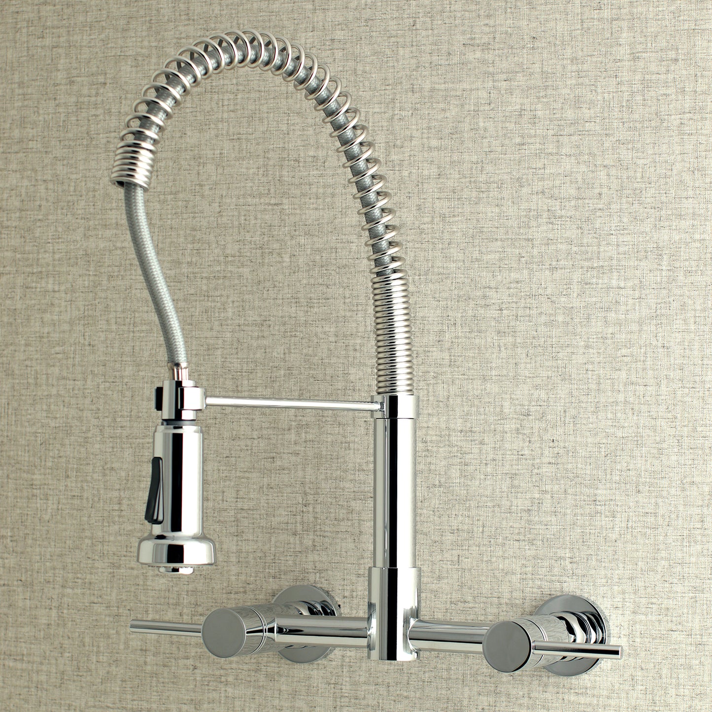 Gourmetier GS8187DL Concord Double-Handle Wall-Mount Pre-Rinse Bridge Kitchen Faucet, Brushed Brass