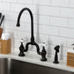 Kingston KS7798PXBS English Country Bridge Kitchen Faucet with Brass Sprayer, Brushed Nickel