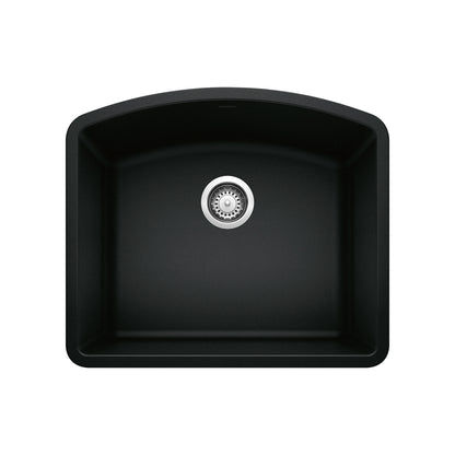 BLANCO Diamond SILGRANIT 24" Single Bowl Undermount Kitchen Sink in a sleek black finish.