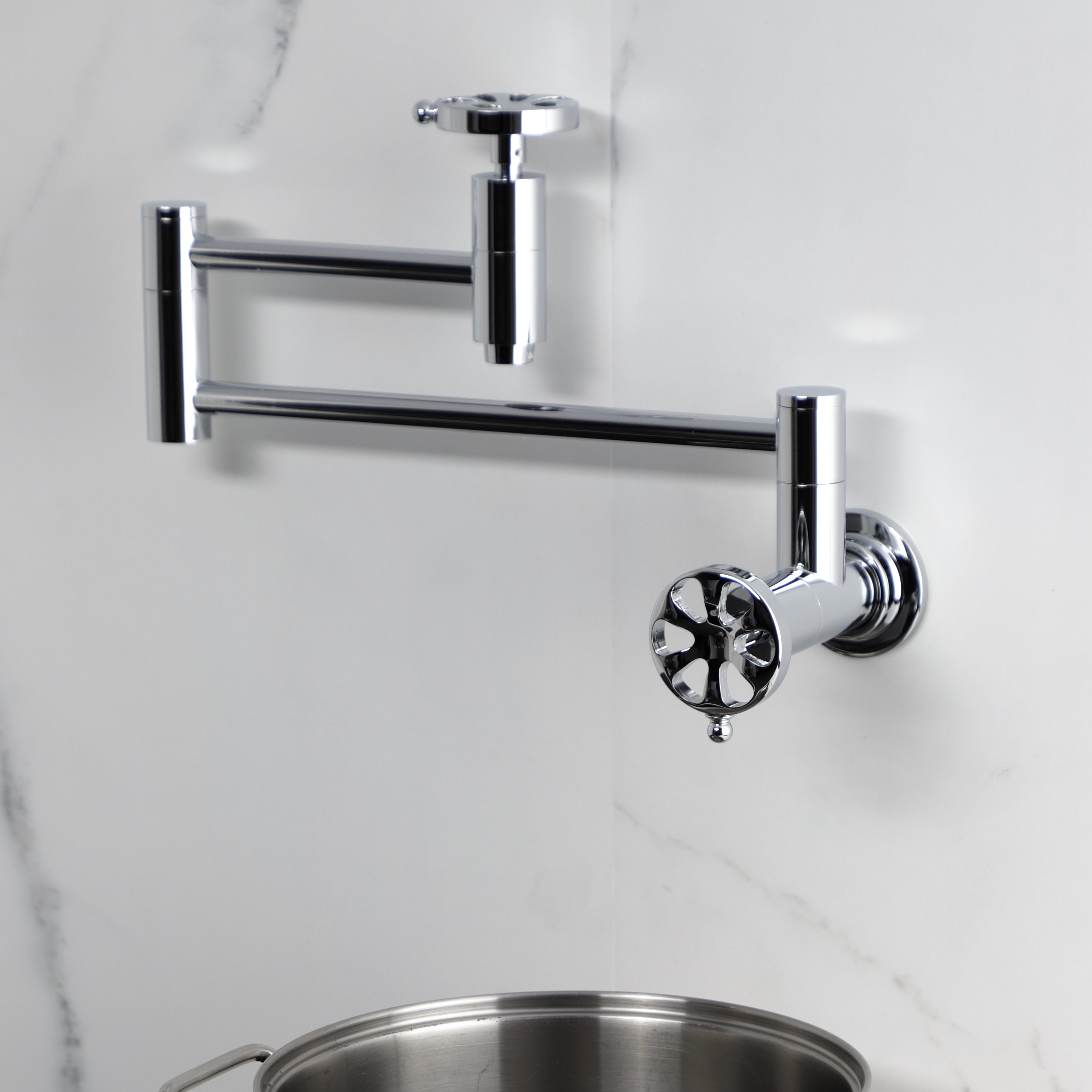 Kingston Brass KS8103RX Belknap Wall Mount Pot Filler Faucet, Antique Brass