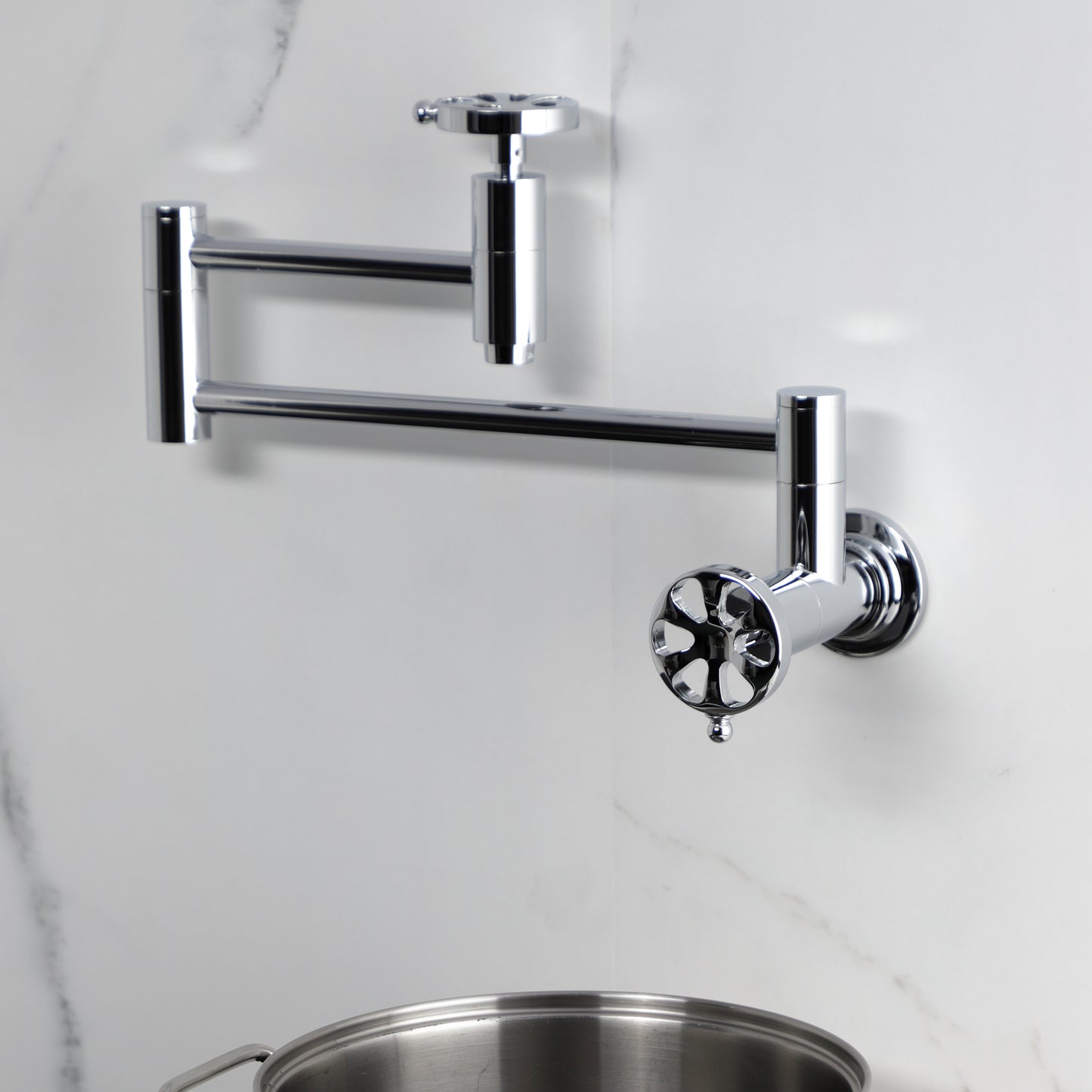 Kingston Brass KS8103RX Belknap Wall Mount Pot Filler Faucet, Antique Brass