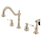 Kingston Brass KB1793PLBS Heritage Double-Handle Widespread Kitchen Faucet with Brass Sprayer, Antique Brass