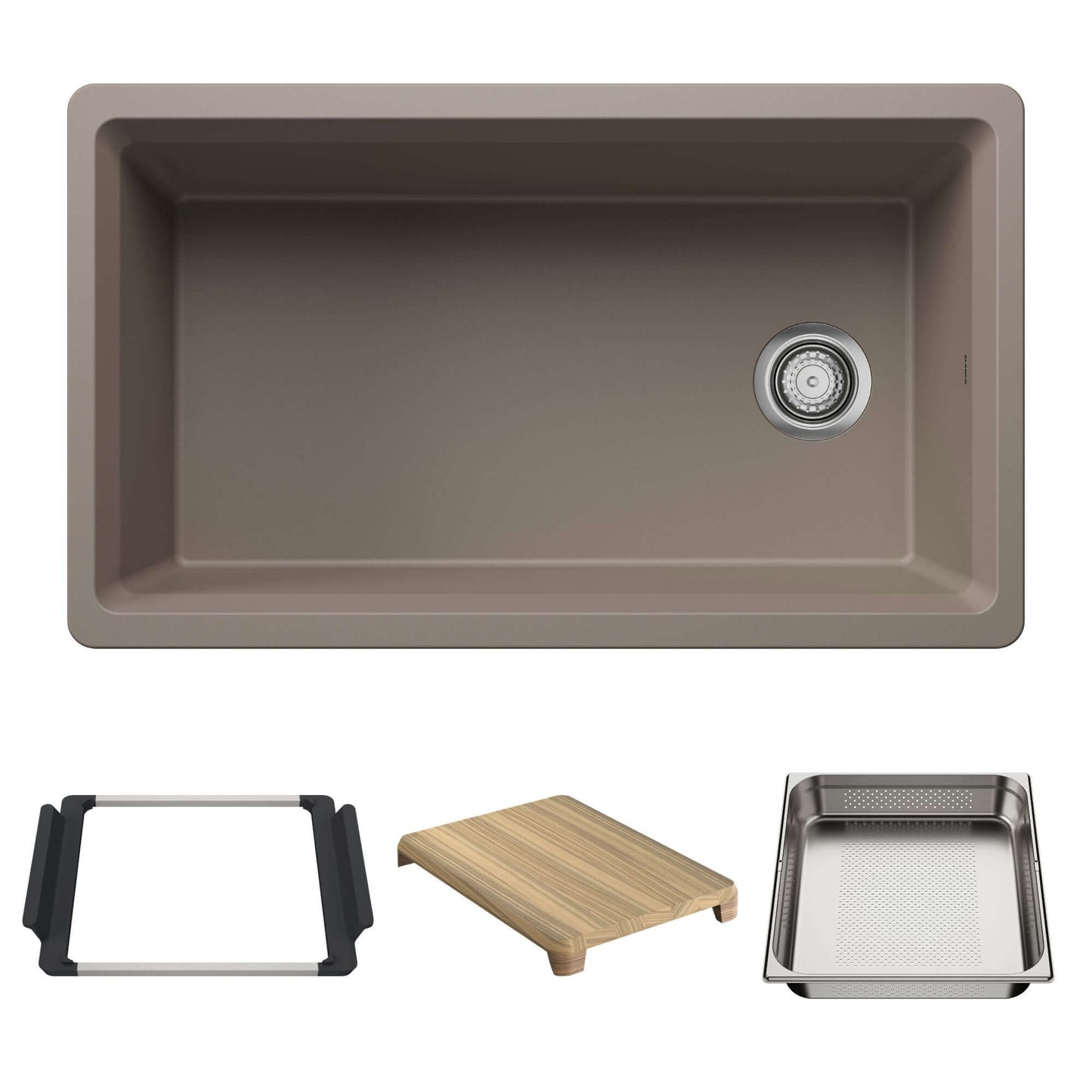 BLANCO Inteos SILGRANIT 33" Single Bowl Reversible Undermount Workstation Kitchen Sink with accessories and cutting board