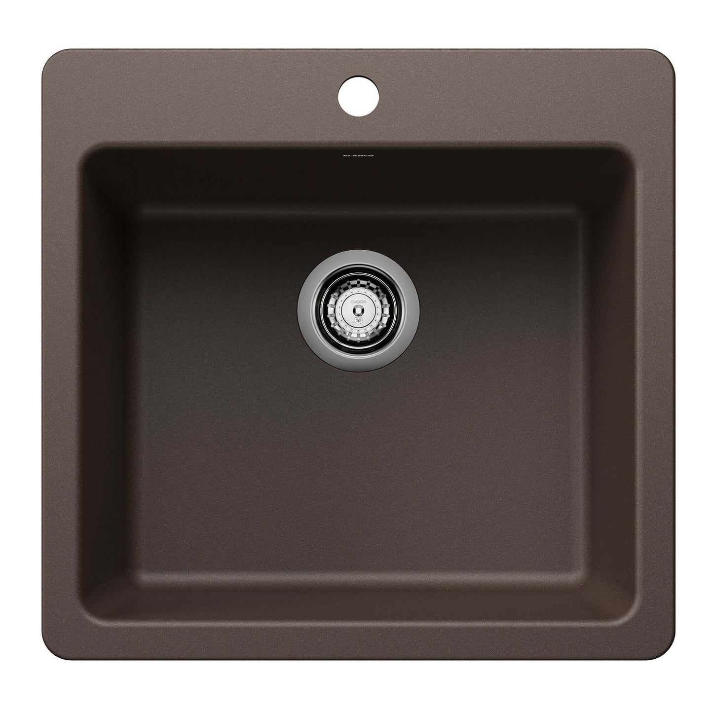 BLANCO Liven SILGRANIT 21" Single Bowl Dual Mount Kitchen Sink in a dark brown finish, showcasing its modern design.