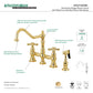Kingston KS3277AXBS Restoration Bridge Kitchen Faucet with Brass Sprayer, Brushed Brass featuring a classic design.