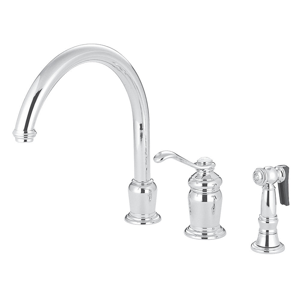 Kingston Brass KS7828TLBS Templeton Single-Handle Widespread Kitchen Faucet with Brass Sprayer, Brushed Nickel.