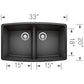 BLANCO Performa SILGRANIT 33" 50/50 Double Bowl Undermount Kitchen Sink