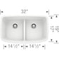 BLANCO Valea SILGRANIT 32" 50/50 Double Bowl Undermount Kitchen Sink with Low Divide