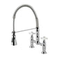 Gourmetier GS1273PX Heritage Double-Handle Deck-Mount Pre-Rinse Bridge Kitchen Faucet, Antique Brass in polished chrome finish.