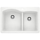 BLANCO Diamond SILGRANIT 33" 60/40 Double Bowl Dual Mount Kitchen Sink