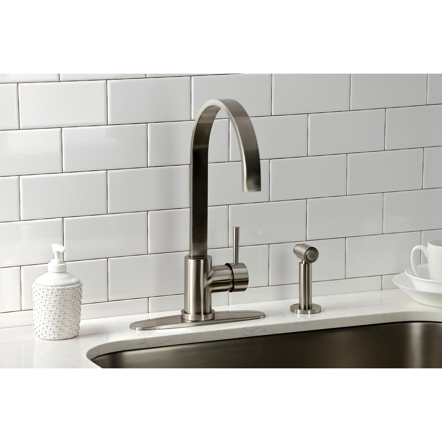 Kingston Brass LS8713DLBS Concord Kitchen Faucet with Brass Side Sprayer