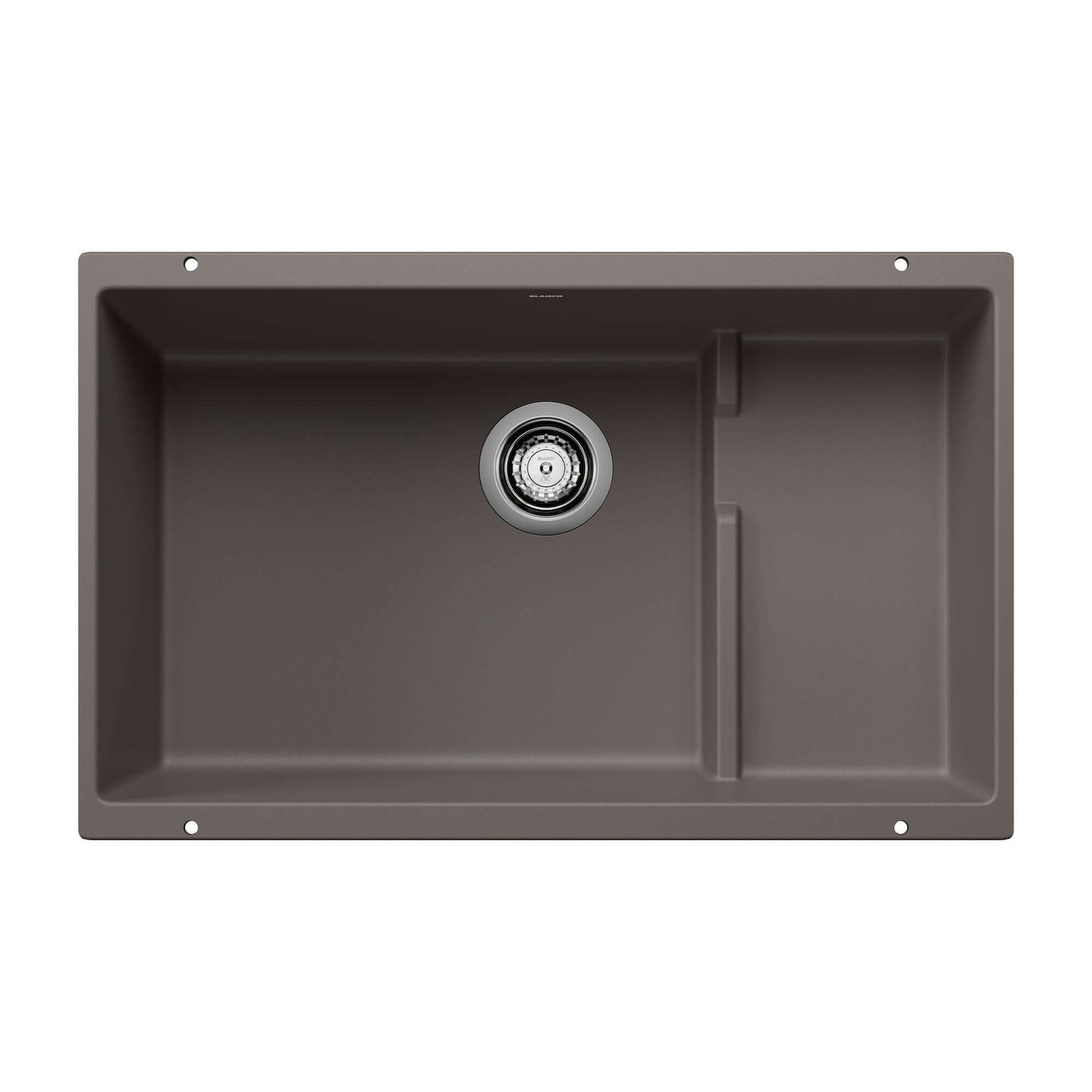 BLANCO Precis Cascade SILGRANIT 29" Single Bowl Undermount Kitchen Sink with Colander in Volcano Gray