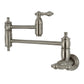 Kingston Brass KS3103AL Restoration Wall Mount Pot Filler Faucet, Antique Brass with brushed nickel finish.
