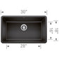 BLANCO Precis SILGRANIT 30" Single Bowl Undermount Kitchen Sink