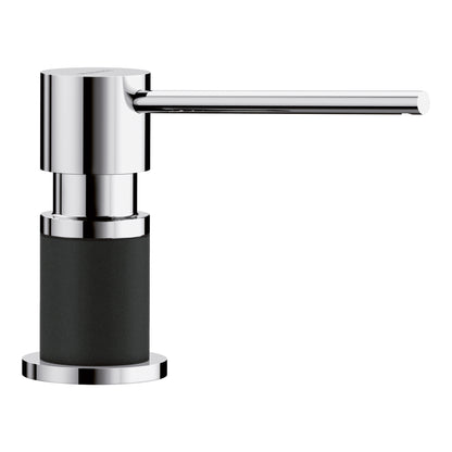BLANCO Lato Soap Dispenser stylish chrome design with black base, perfect for modern kitchen installation