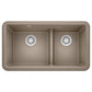 BLANCO Ikon SILGRANIT 33" Double Bowl Apron-Front Farmhouse Sink with Low Divide