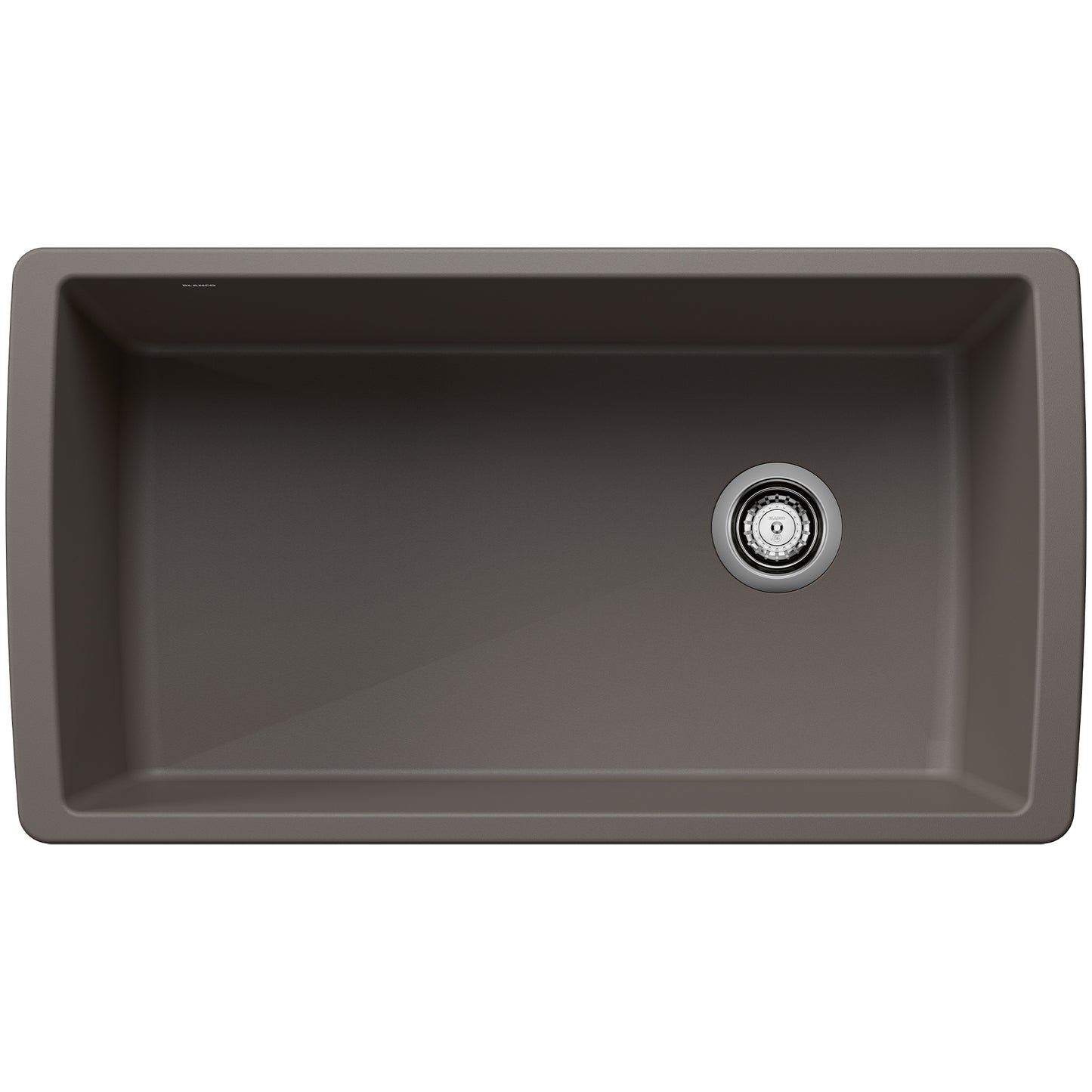 BLANCO Diamond SILGRANIT 33" Super Single Undermount Kitchen Sink in a stylish dark finish with a sleek design.