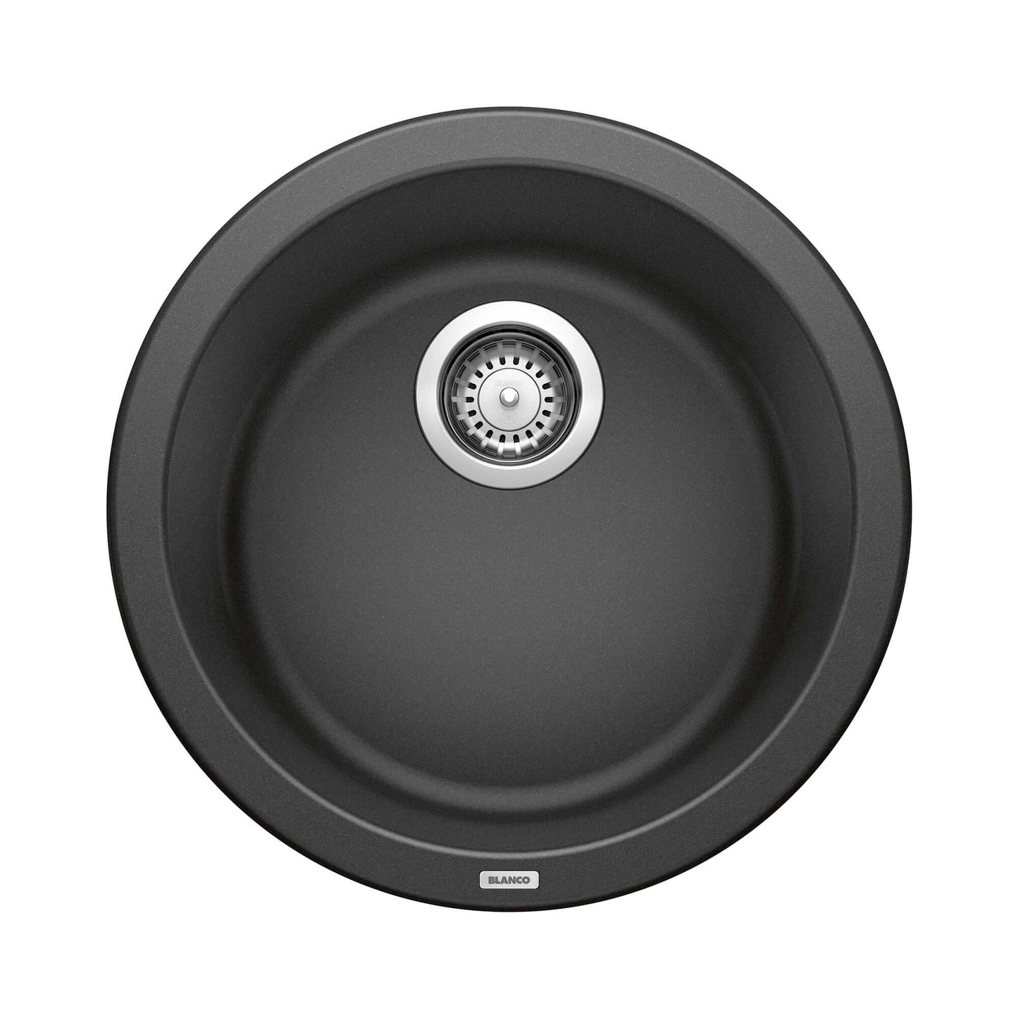 BLANCORONDO SILGRANIT 18" Dual Mount Bar Sink in sleek black finish, featuring a smooth rounded basin design.