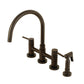 Kingston KS8278DLBS Concord Bridge Kitchen Faucet with Brass Sprayer, Brushed Nickel in Oil Rubbed Bronze finish