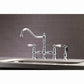 Kingston KS3277PLBS Restoration Bridge Kitchen Faucet with Brass Sprayer, Brushed Brass in chrome finish.
