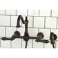 Kingston KS1243PKLBS Duchess Two-Handle Wall Mount Bridge Kitchen Faucet with Brass Sprayer, Antique Brass