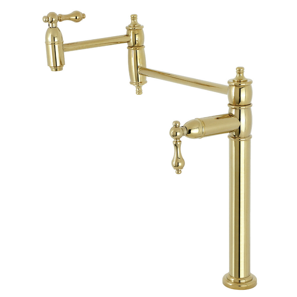 Kingston Brass KS3703AL Restoration Deck Mount Pot Filler Faucet, Antique Brass in polished brass finish