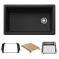 BLANCO Inteos SILGRANIT 33" Single Bowl Reversible Undermount Workstation Kitchen Sink with accessories