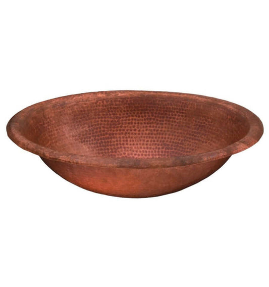 Thompson Huacana 19" Handcrafted Fired Copper Oval Bathroom Sink - 20P showcased in a dramatic design.