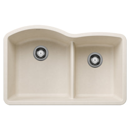 BLANCO Diamond SILGRANIT 32" 60/40 Double Bowl Undermount Kitchen Sink with Low Divide in beige