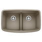BLANCO Valea SILGRANIT 32" 50/50 Double Bowl Undermount Kitchen Sink with Low Divide