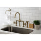 Kingston KS2333NX Hamilton Industrial Style Bridge Kitchen Faucet with Brass Sprayer, Antique Brass