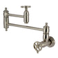 Kingston Brass KS3103CG Fuller Wall Mount Pot Filler Faucet, Antique Brass in Brushed Nickel finish