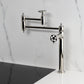 Kingston Brass KS3703RKX Webb Deck Mount Pot Filler Faucet with Knurled Handle, Antique Brass in polished chrome finish.