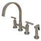Kingston KS8267CMLBS Manhattan Bridge Kitchen Faucet with Brass Sprayer, Brushed Brass