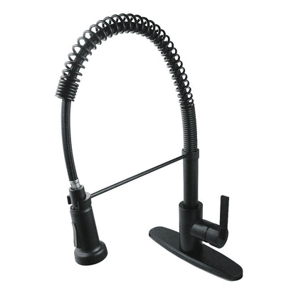 Gourmetier GSY8880CTL Continental Single-Handle Deck-Mount Pre-Rinse Kitchen Faucet, Matte Black.