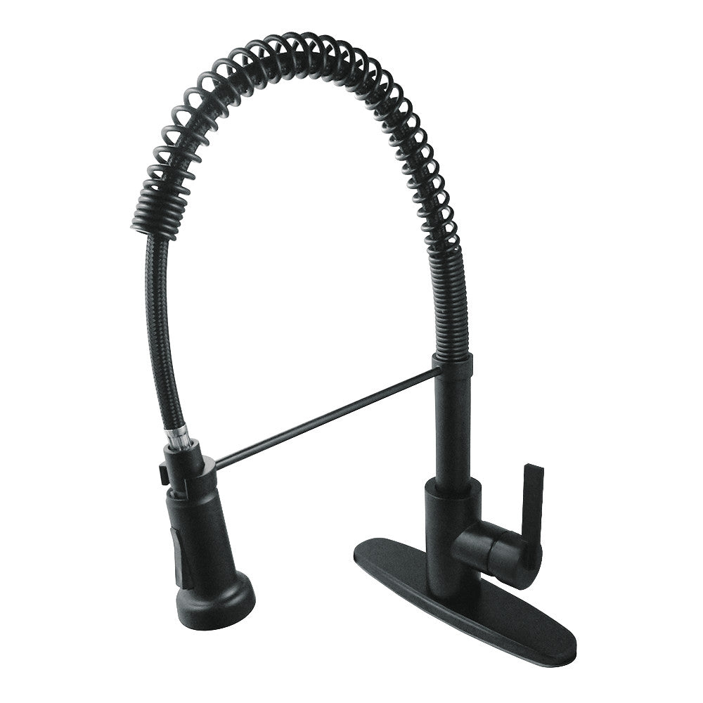 Gourmetier GSY8880CTL Continental Single-Handle Deck-Mount Pre-Rinse Kitchen Faucet, Matte Black.