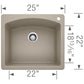 BLANCO Diamond SILGRANIT 25" Single Bowl Dual Mount Kitchen Sink