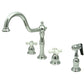 Kingston Brass KB1797PXBS Heritage Double-Handle Widespread Kitchen Faucet with Brass Sprayer, Brushed Brass