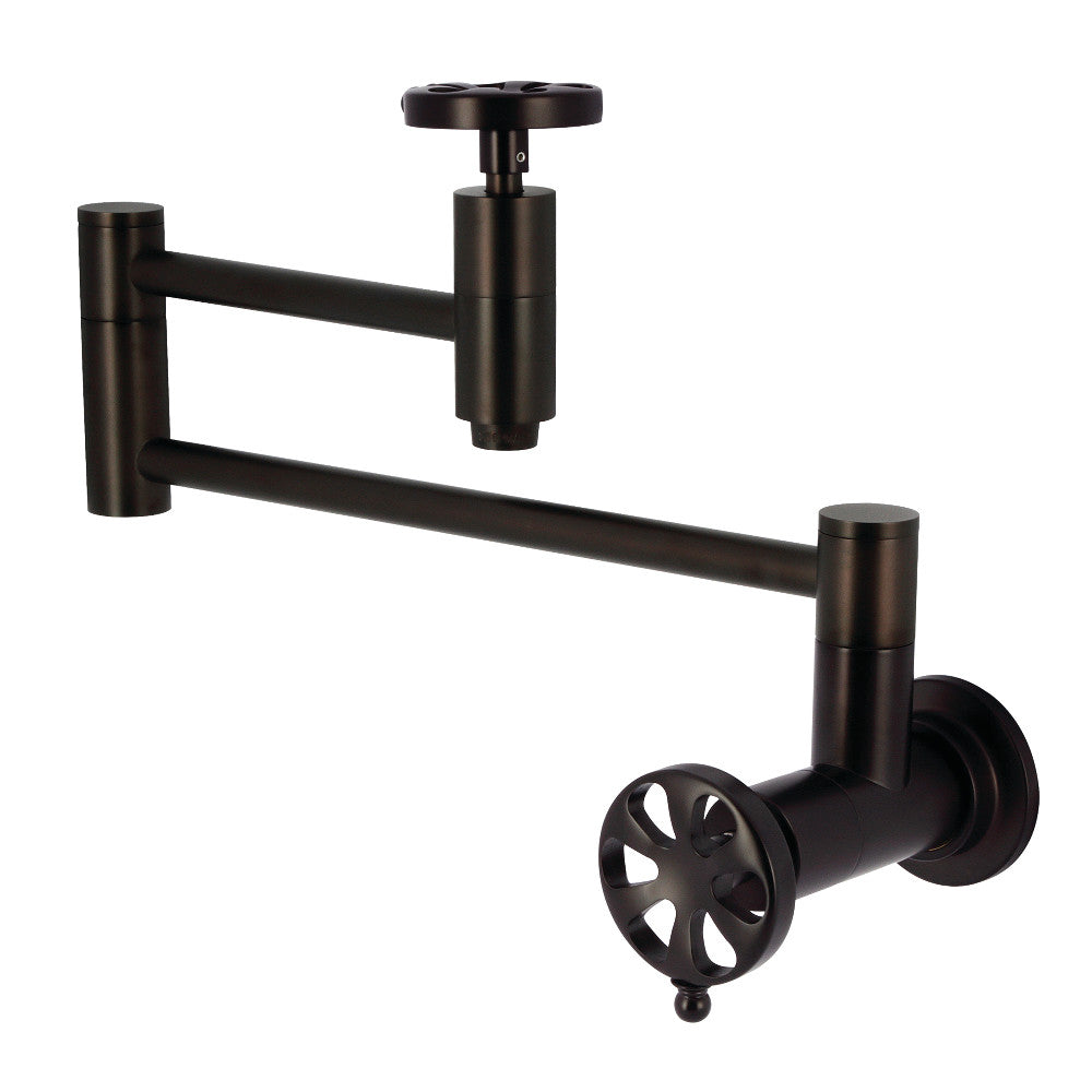 Kingston Brass KS8103RX Belknap Wall Mount Pot Filler Faucet, Antique Brass in oil rubbed bronze finish