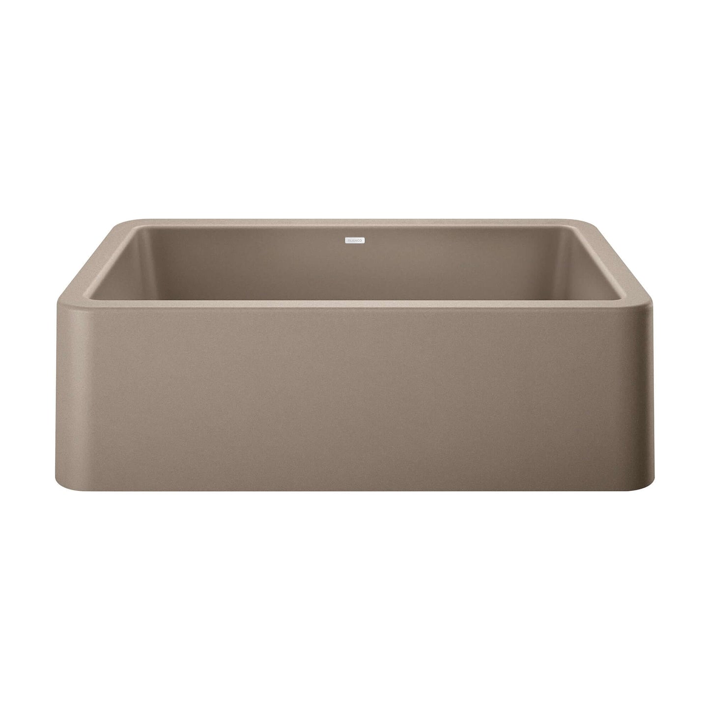 BLANCO Ikon SILGRANIT 33" Single Bowl Apron-Front Farmhouse Sink in a stylish beige finish.