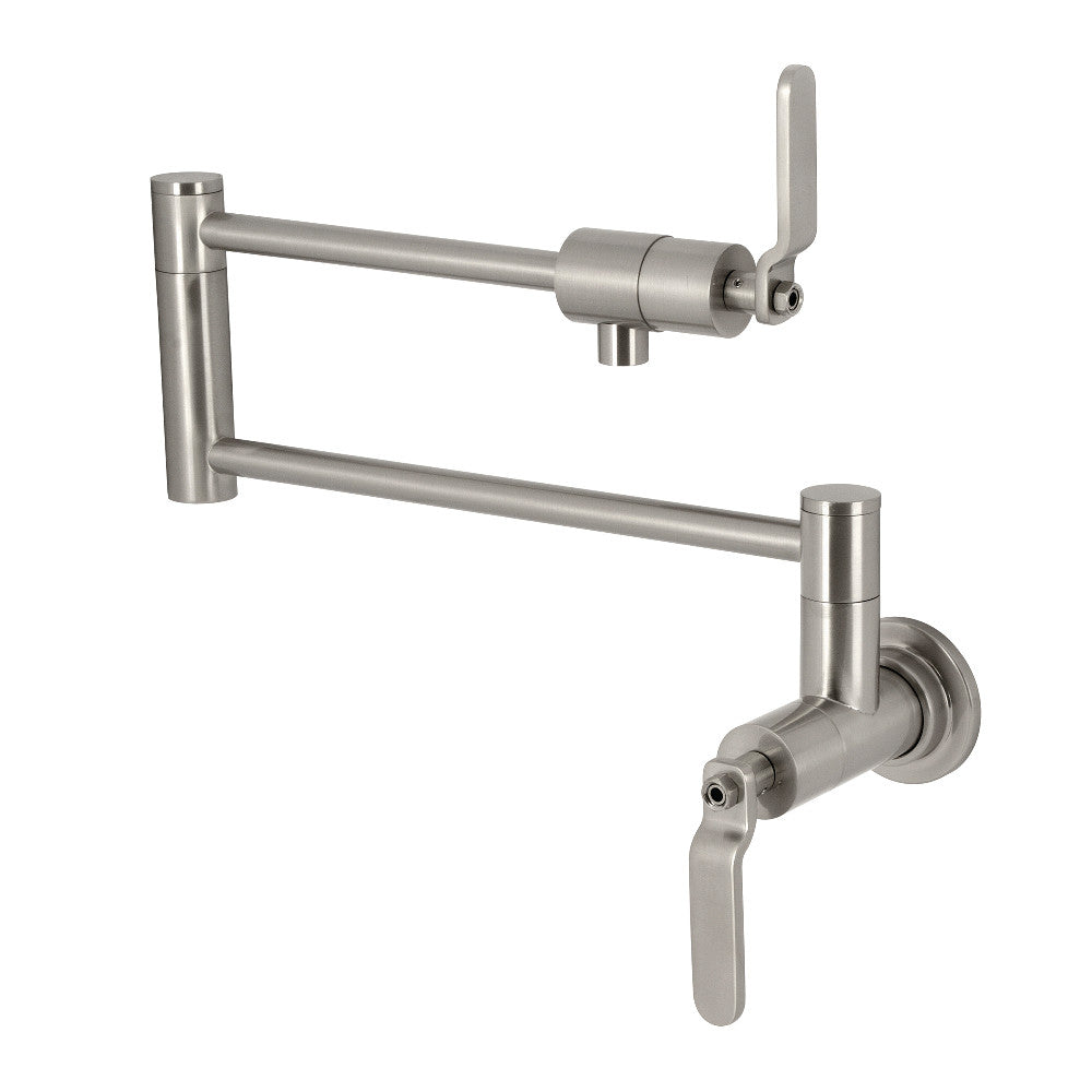 Kingston Brass KS4103KL Whitaker Wall Mount Pot Filler Faucet, Antique Brass with brushed nickel finish