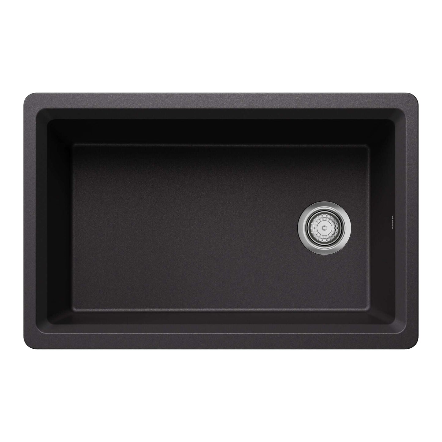 BLANCO Inteos SILGRANIT 30" Single Bowl Reversible Undermount Workstation Kitchen Sink in black with drain.