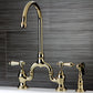 Kingston KS7793BALBS Heirloom Bridge Kitchen Faucet with Brass Sprayer, Antique Brass